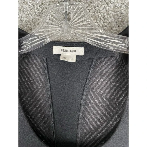 Helmut Lang Black Asymmetrical Geometric Lace Wool Dress With Shoulder Pads Sz S - Picture 3 of 11